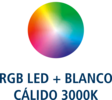Un icono colorido para el RGB y los colores blanco cálido de la barra de ducha LED