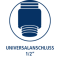 Universalanschluss Icon in blau und weiß