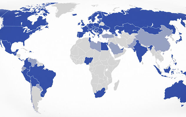 Weltkarte mit Ländern mit WENKO Vertretung