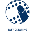 Einfache Reinigung Icon in blau und weiß