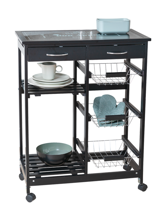 WENKO Küche Servierwagen Bon Appetit schwarz