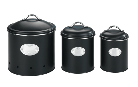 Schwarze Aufbewahrungsdosen für die Küche