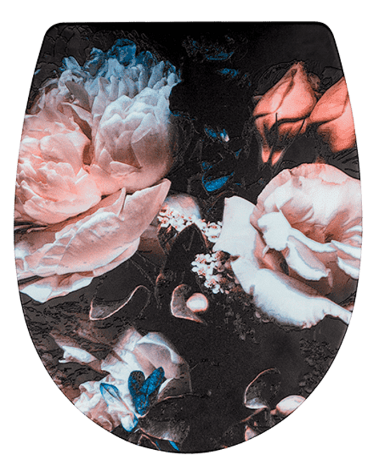 Ein WC Sitz von WENKO mit floralem Muster