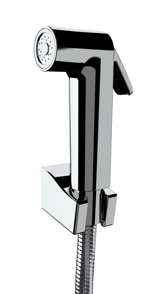 Ein Bidet-Set für hygienische Reinigung in Chrom mit Wasserspar-System