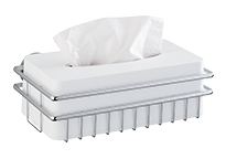 Der stabile Korb aus verchromtem, hochglanzpoliertem Stahl bietet die ideale Zusatzfläche zum Abstellen von Dosen, Flaschen und Gläser.