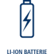 Ein blau-weißes Icon für den LI-ON Akku der LED Duschstange