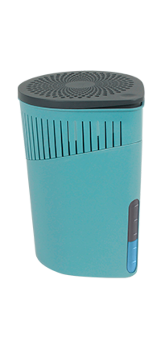 Ein Raumentfeuchter in Türkis
