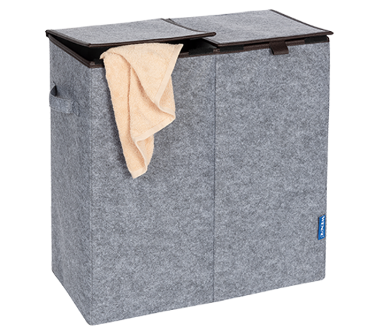 WENKO Filz Wäschesammler Duo grau/braun