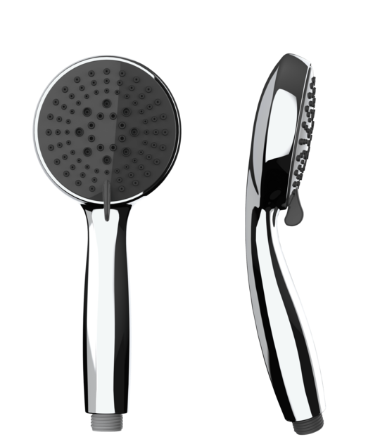 Ein Duschkopf in Chrom aus der Serie Basic