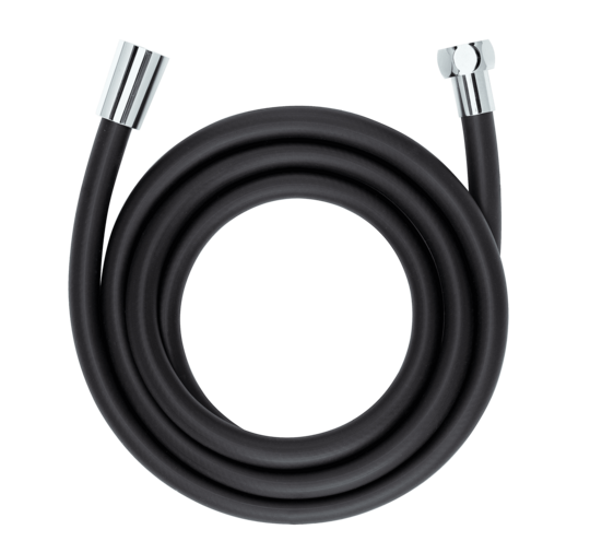 Ein schwarzer Duschschlauch der Firma WENKO